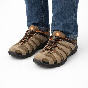 Size 6 Merrell Oakley Kid Trail Shoes Hiking Sneakers Brown Orange